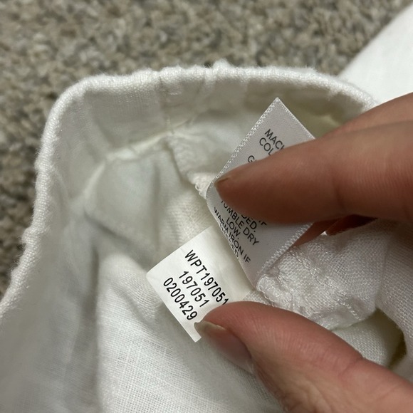 Pure J Jill Linen Pants Womens Medium White Crop Roll Up Boho Pull On - Picture 9 of 10